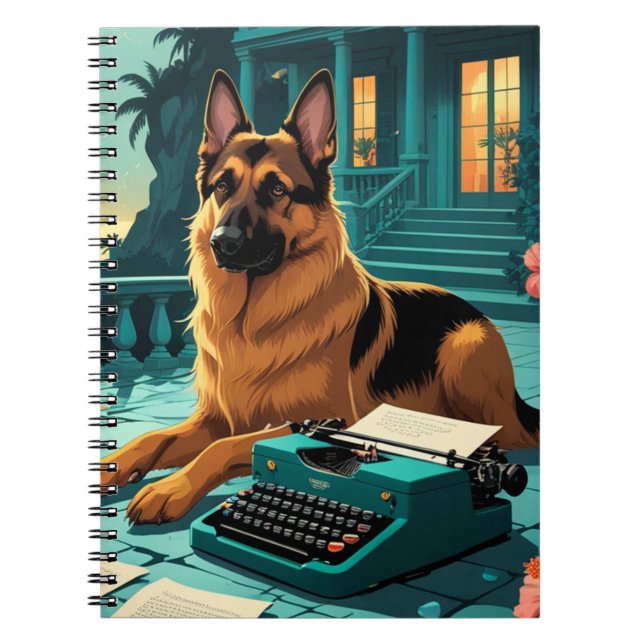 Caderno Espiral German shepherd Dog gentleman vintage (Frente)