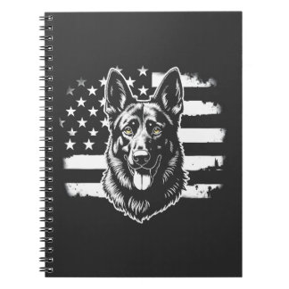 Caderno Espiral German Shepherd Dog Lover USA American Flag 4th
