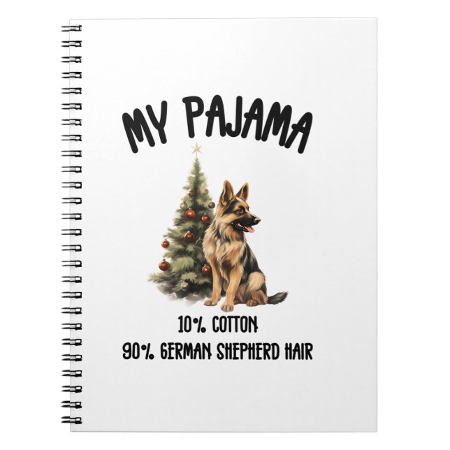 Caderno Espiral German shepherd e Natal, Design de Cachorro Engraç (Frente)