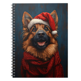 Caderno Espiral German shepherd em um Chapéu Santa