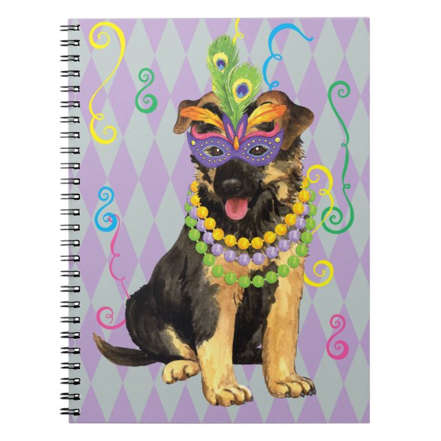Caderno Espiral German shepherd Mardi Gras (Frente)
