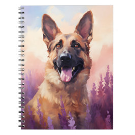Caderno Espiral German shepherd no campo Lavanda