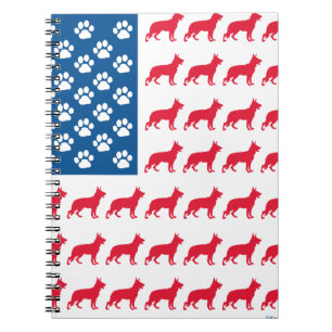 Caderno Espiral German shepherd patrióticos