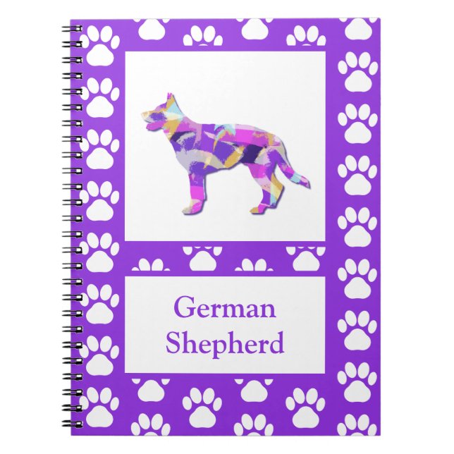 Caderno Espiral German shepherd Pet Silhoule Purple PY&B (Frente)