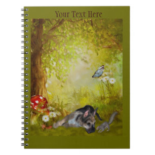 Caderno Espiral German shepherd Puppy Fantasy Dog Art
