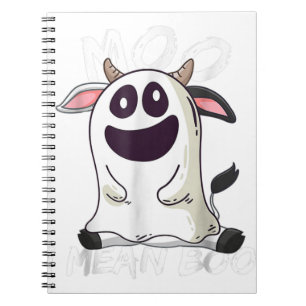 Caderno Espiral Ghost Cow Moo Média Boo Pumpkin Moon Halloween