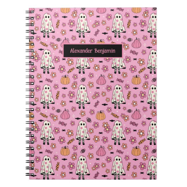 Caderno Espiral Ghost Pumpkin no Halloween (Frente)