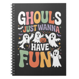 Caderno Espiral Ghouls Just Wanna Have Fun Retro Ghost Halloween