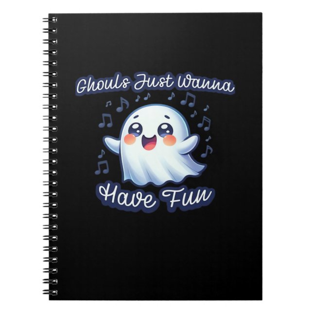 Caderno Espiral Ghouls Só Quer Divertir-Se Com Sloth E Slogan (Frente)