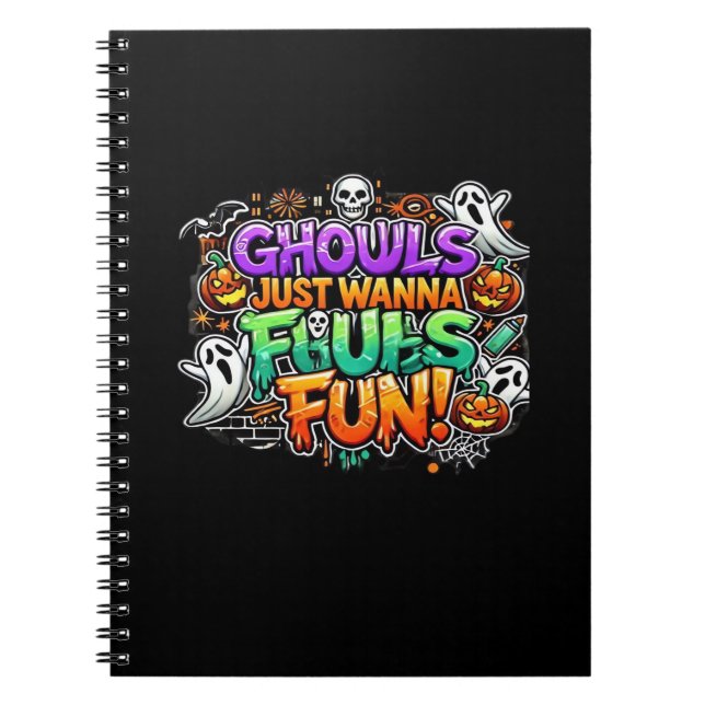 Caderno Espiral Ghouls Só Quer Se Divertir - Ghouls De Outono (Frente)