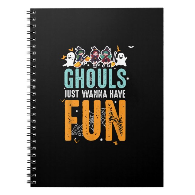 Caderno Espiral Ghouls Só Quer Ter Bruxas Dias de as Bruxas engraç (Frente)