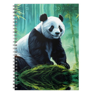 Caderno Espiral Giant Panda na Floresta de Bamboo