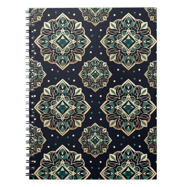 Caderno Espiral Gilded Emerald Mandala (Frente)