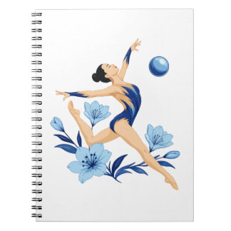 Caderno Espiral Ginasta Rítmica Elegante com Flores