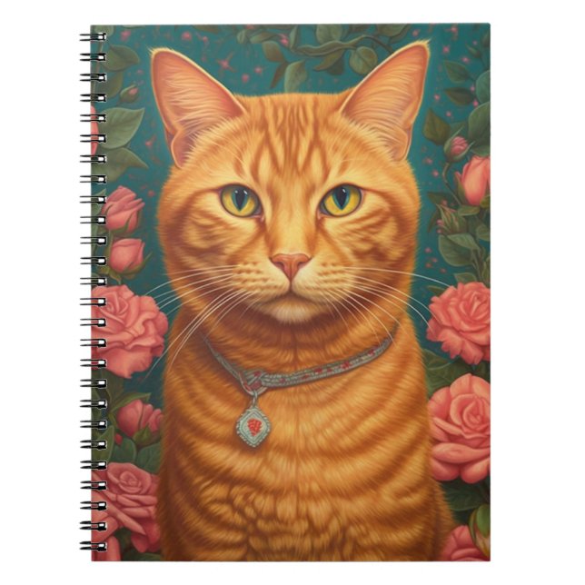 Caderno Espiral Ginger Cat e Flores (Frente)