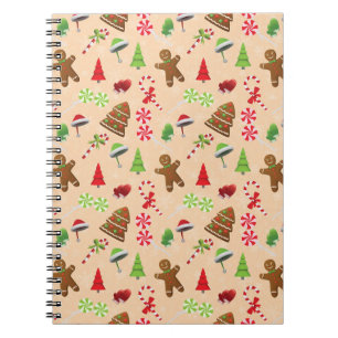 Caderno Espiral Gingercake Man, Candy and Santa hat