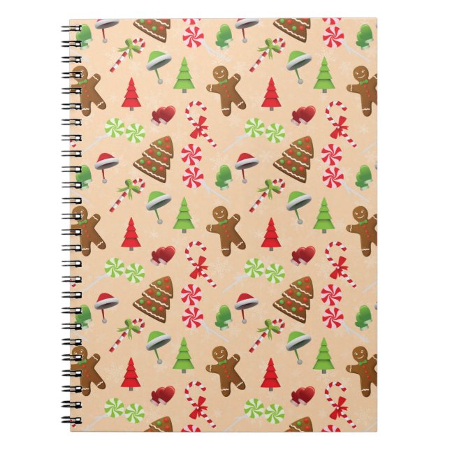 Caderno Espiral Gingercake Man, Candy and Santa hat (Frente)