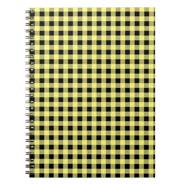 Caderno Espiral Gingham Amarelo e Negro (Frente)