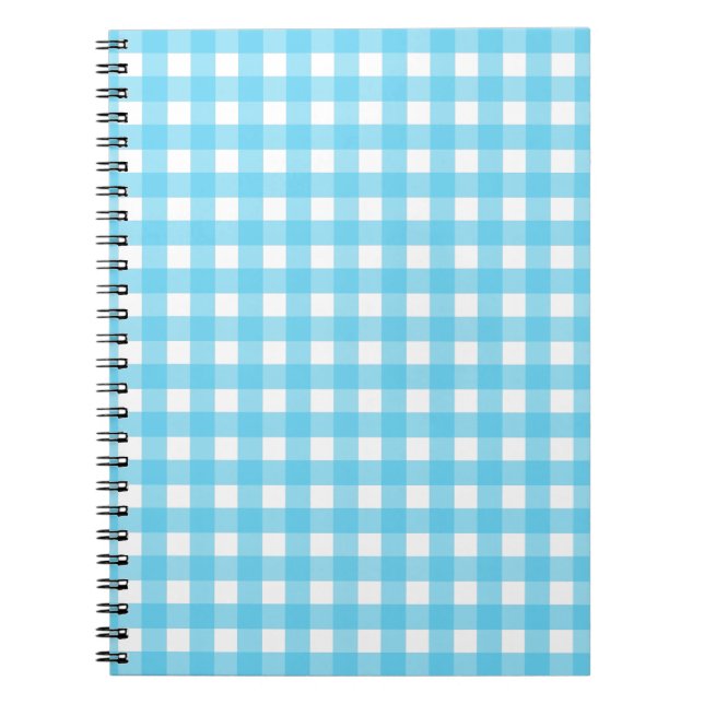 Caderno Espiral Gingham azul-ceruliano brilhante (Frente)