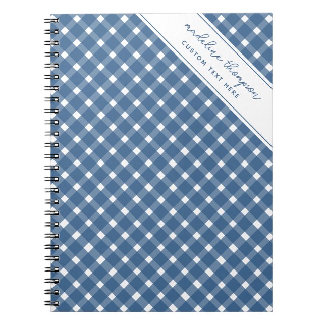 Caderno Espiral Gingham Básico Azul Marinho Claro Espiral (Frente)