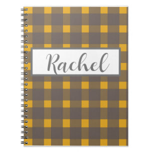 Caderno Espiral Gingham, Cinza Amarela russa