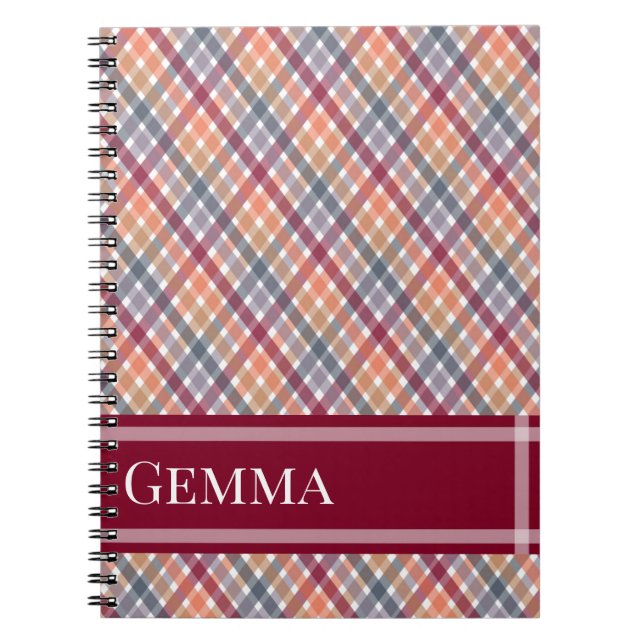 Caderno Espiral Gingham de Outono (Frente)