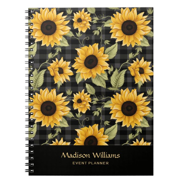 Caderno Espiral Gingham Sunflower Pattern (Frente)