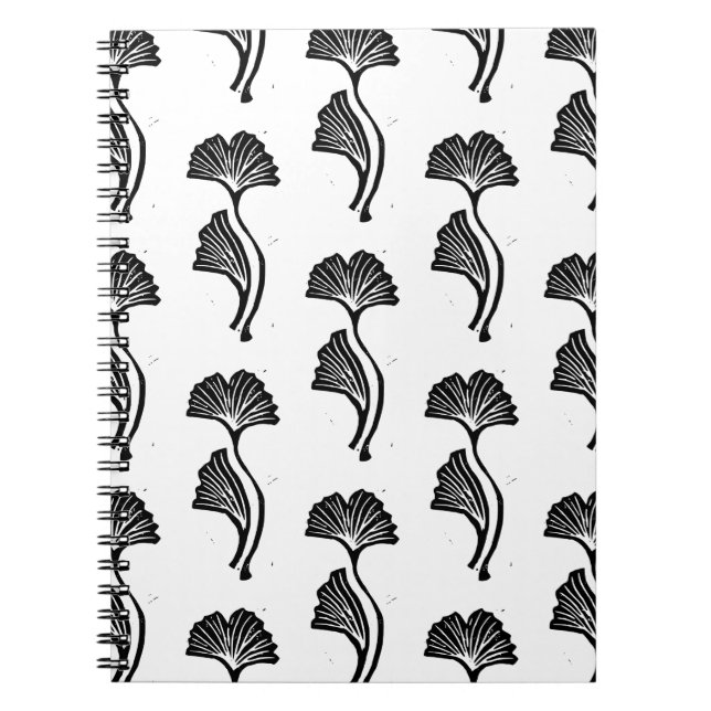 Caderno Espiral Gingko Leaf Lino Impressão (Frente)