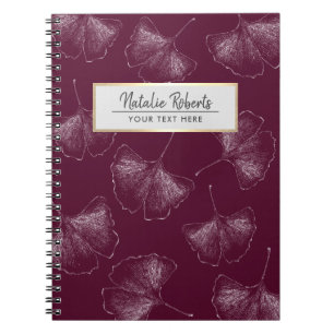 Caderno Espiral Ginkgo deixa um padrão vermelho brilhante
