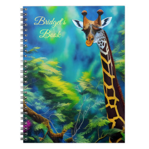 Caderno Espiral Girafa alta no livro espiral das árvores
