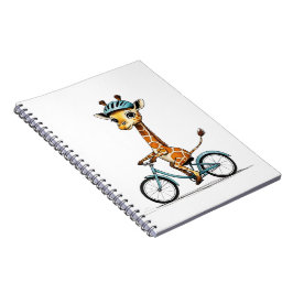 Caderno Espiral Girafa Andando de Bicicleta – Arte Desenhada à Mão