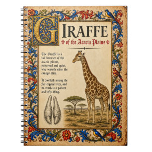 Caderno Espiral Girafa, Arte de Bestiário Medieval