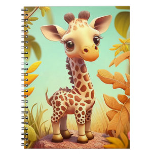 Caderno Espiral Girafa Bebê Fofo Cartoon Tropical-37560