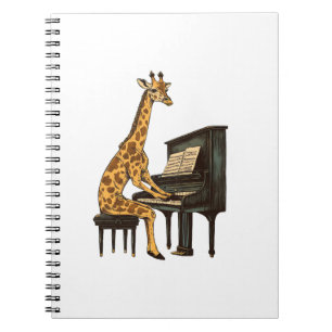 Caderno Espiral Girafa Bonita Tocando Piano Girafas Músicas