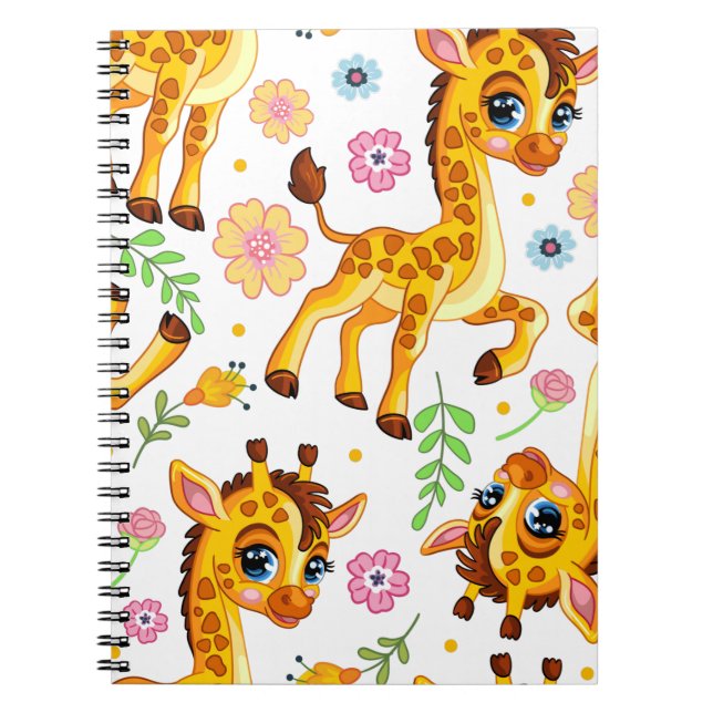 Caderno Espiral Girafa de desenho animado fofa (Frente)