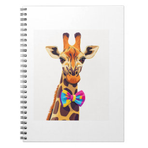 Caderno Espiral Girafa Engraçada Com Humor Animal Bowtie