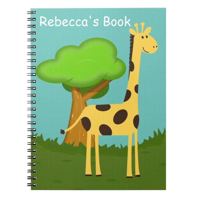Caderno Espiral Girafa Fofa e Arte de Árvore Personalizada (Frente)