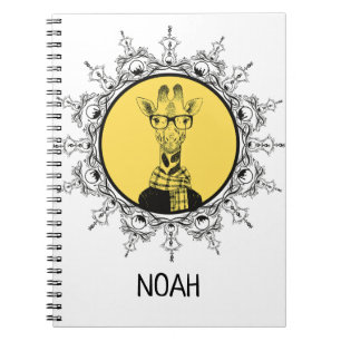 Caderno Espiral Girafa Geek Personalizada Fofa