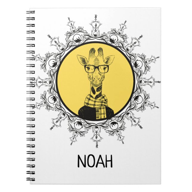 Caderno Espiral Girafa Geek Personalizada Fofo (Frente)