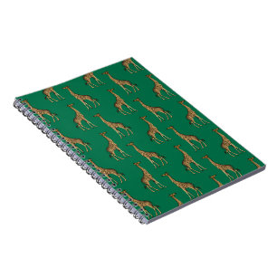 Caderno Espiral Girafa Mamífero Verde Esmeralda Animal Selvagem Áf