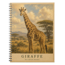 Caderno Espiral Girafa Savana da África Oriental VINTAGE
