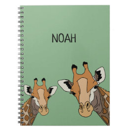 Caderno Espiral Girafa Verde Engraçada Personalizada