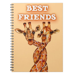 Caderno Espiral Girafa viveu girafas na África melhores amigos
