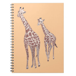 Caderno Espiral Girafas-mãe e criança desenhando notebooks persona