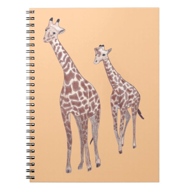 Caderno Espiral Girafas-mãe e criança desenhando notebooks persona (Frente)