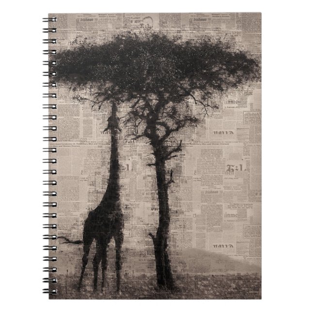 Caderno Espiral Giraffe Lover Giraffe - Arte de Jornal (Frente)