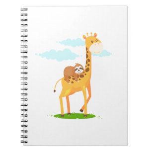 Caderno Espiral Giraffe Sloth Engraçado Presente Para Crianças