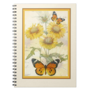 Caderno Espiral Girassóis e borboleta