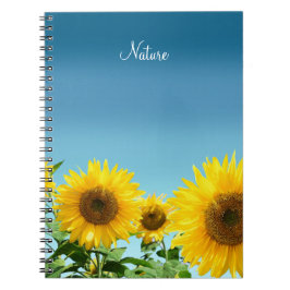 Caderno Espiral Girassóis Elegantes em Tons Azul Céu