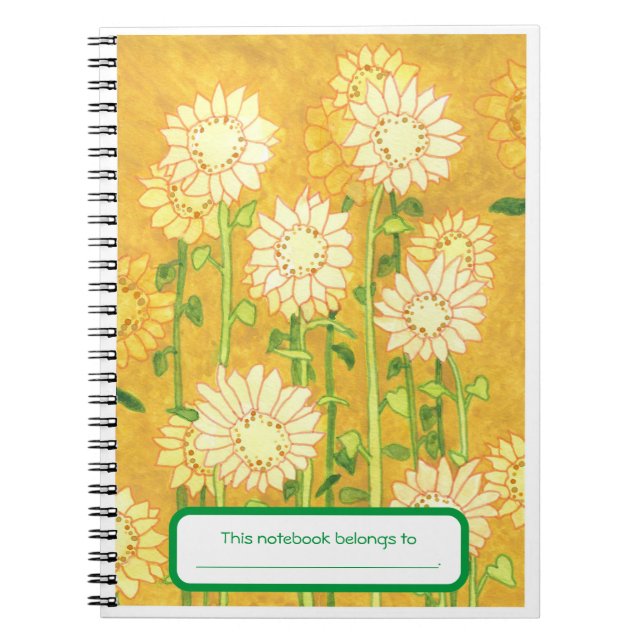 Caderno Espiral Girassóis personalizados em notebooks Watercolor (Frente)